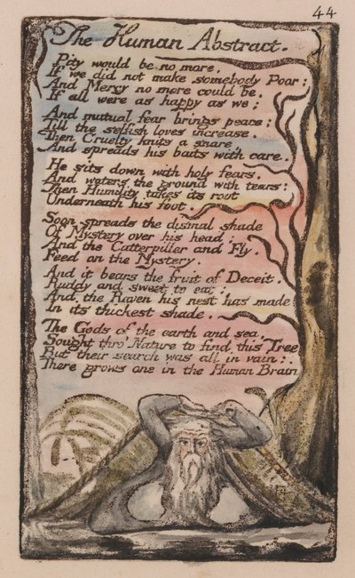 Az ártatlanság és a tapasztalat dalai, 44. lemez, Az emberi absztrakt (Bentley 47) alkotó: William Blake